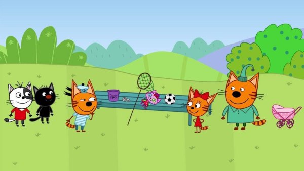 Три кота на белом фоне