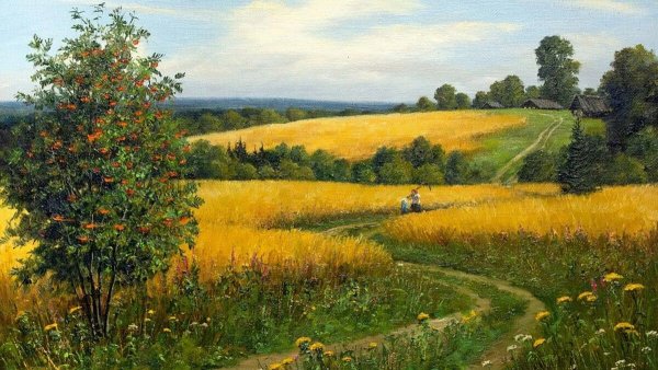 Деревенские просторы. Художник Сергей Курицын - картины