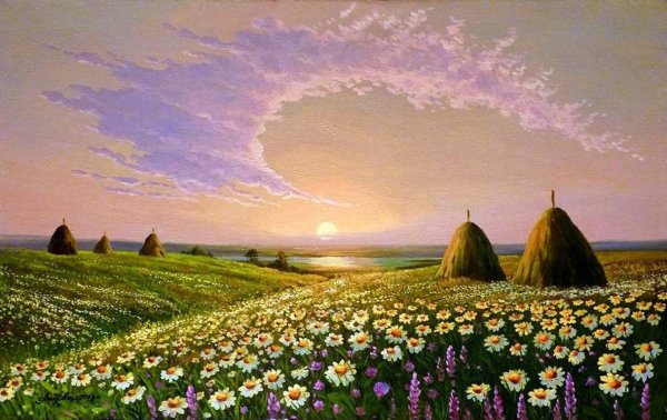 Картины русских художников - Русь. Поля стога.