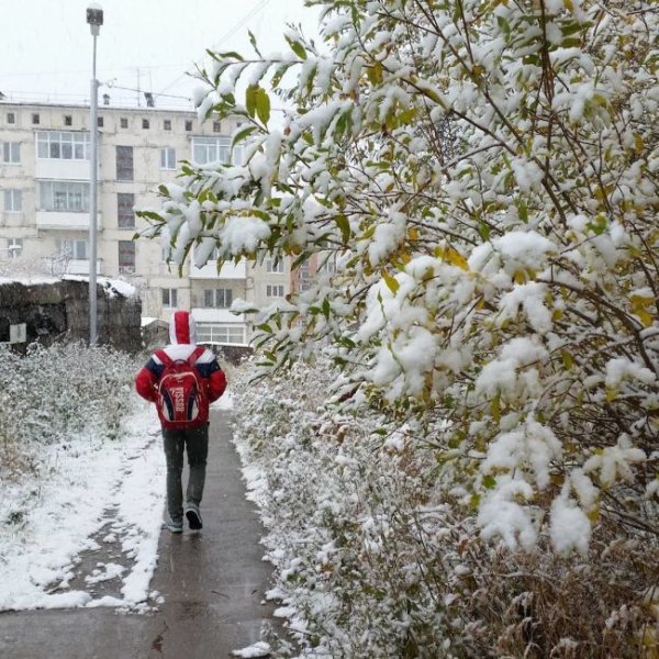 Снегопад в Магадане