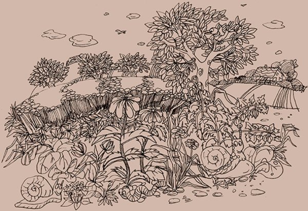 Летний графический рисунок