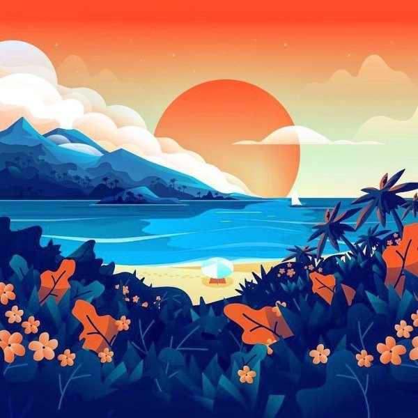 Пляж мультяшный