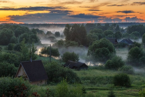 Эстетика рассвета в деревне