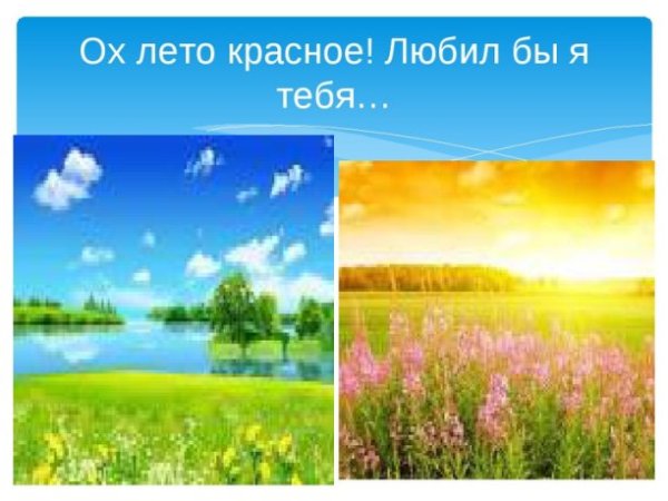 Ах лето красное любил бы я