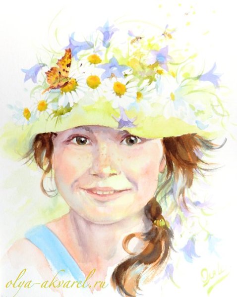 Весенний портрет акварель