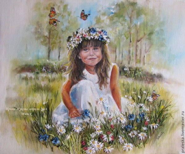 Девочка с венком живопись