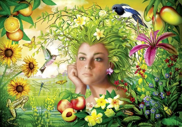 Девушка в цветах рисунок