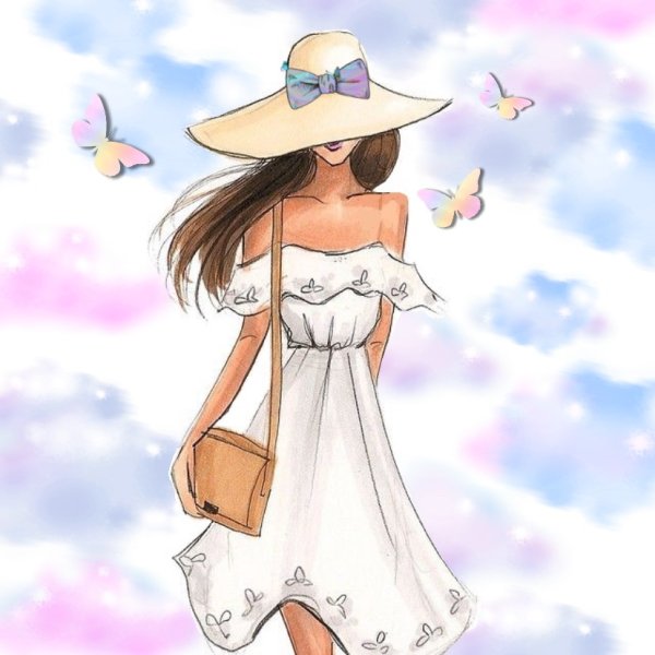 Летняя девушка нарисованная