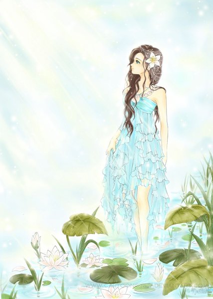 Девица в поле с золотыми волосами