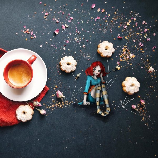 Кофе и цветы