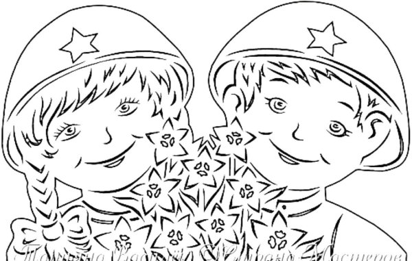 Рисунок на 9 мая трафарет