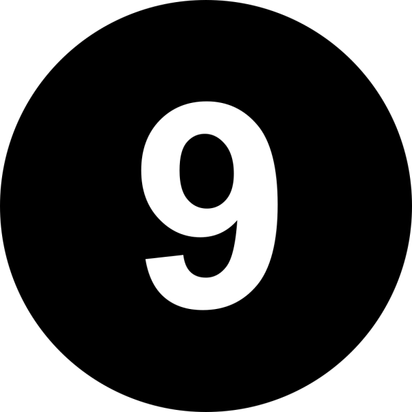 Цифра 9 на черном фоне