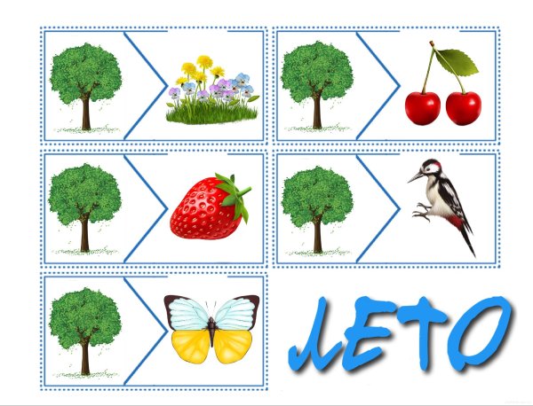 Лето карточки для детей