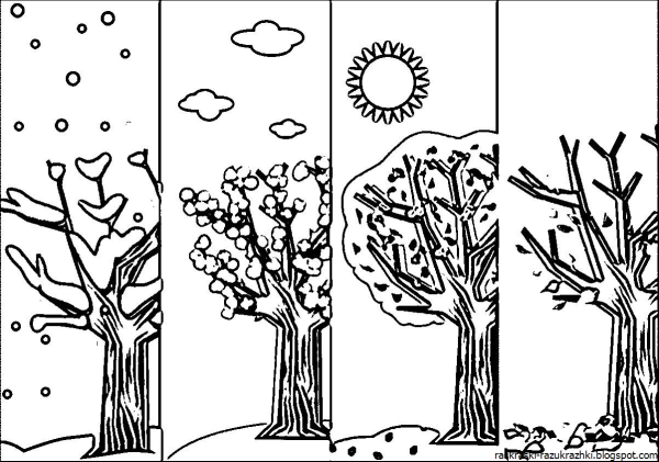 Раскраска зима Весна лето осень
