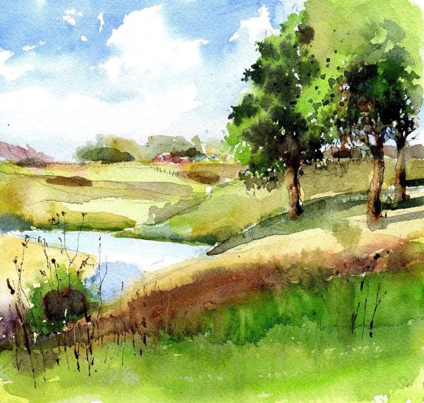 Этюд пейзажа с ярко выраженной плановостью