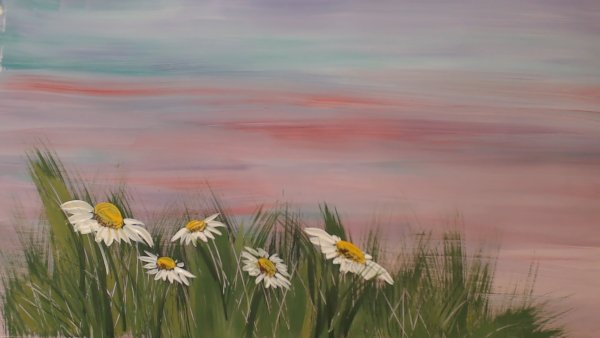 Ромашки гуашью