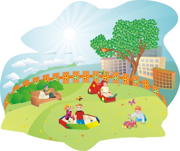 Дети на детской площадке рисунок