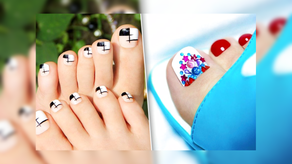 Маникюр и педикюр в одном стиле геометрия