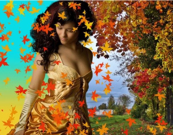 Листопад и женщина