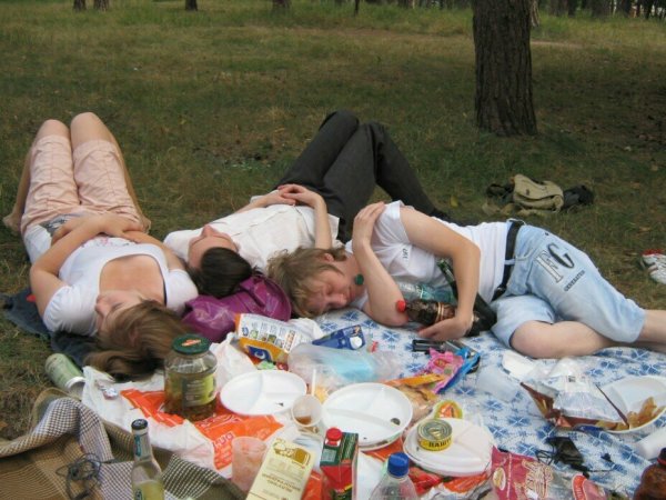 Пьяный пикник на природе