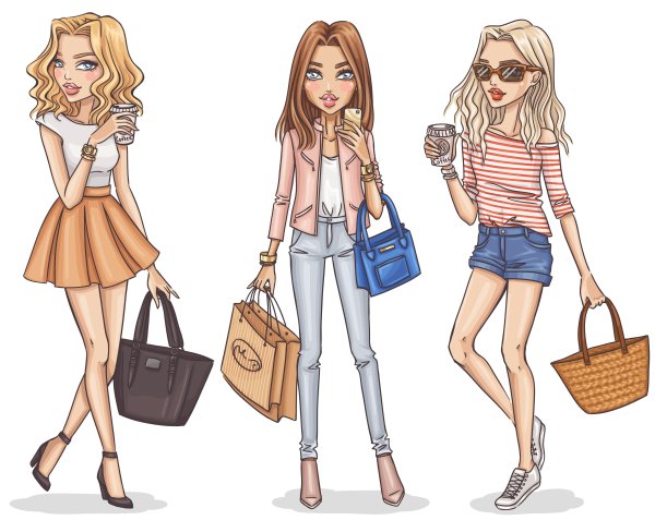 Мультяшные модные девушки