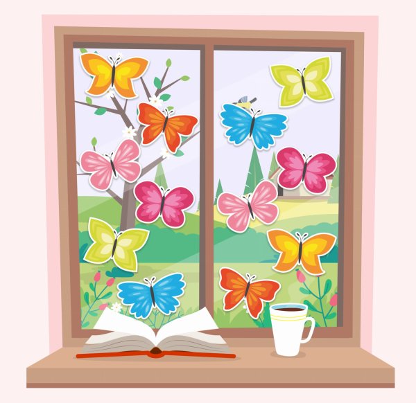 Весеннее украшение окон