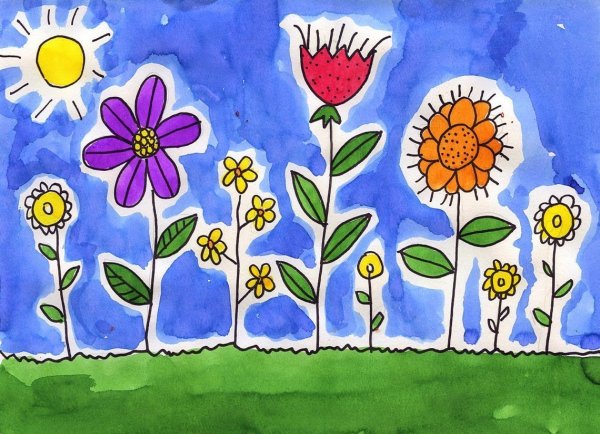 Рисование Цветочная Поляна