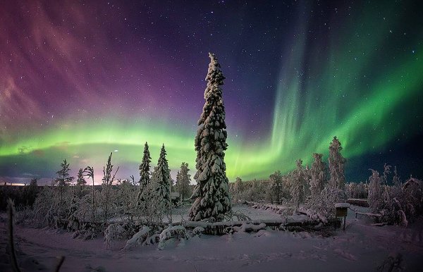 Северное сияние в Финляндии
