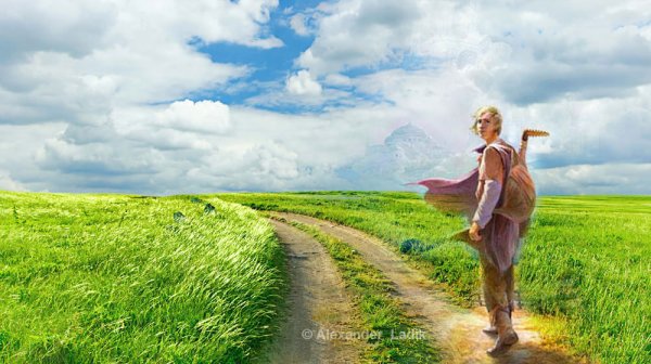 Человек идет по полю