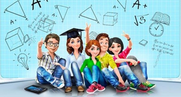 Студент на белом фоне