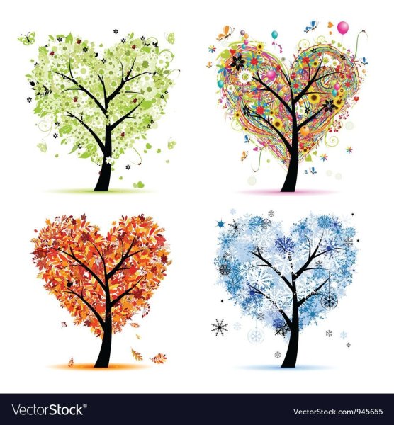 Рисунок дерево летом осенью зимой и весной