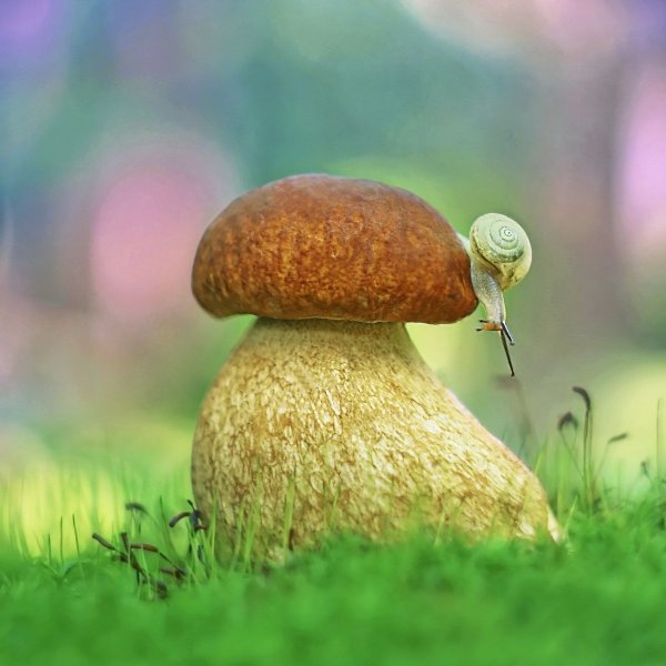 Улитка на грибе