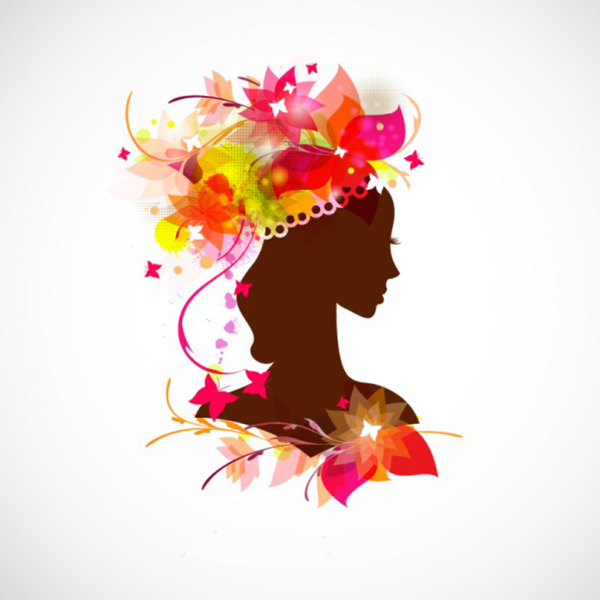 Силуэт девушки с цветком в волосах