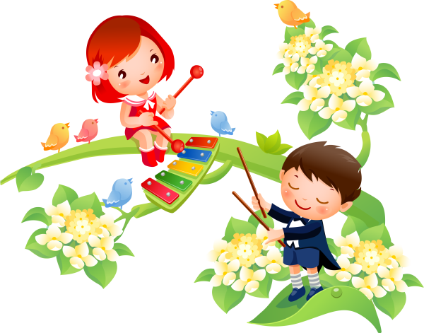 Дети с муз инструментами нотами