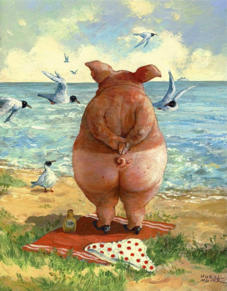 Свинья на берегу