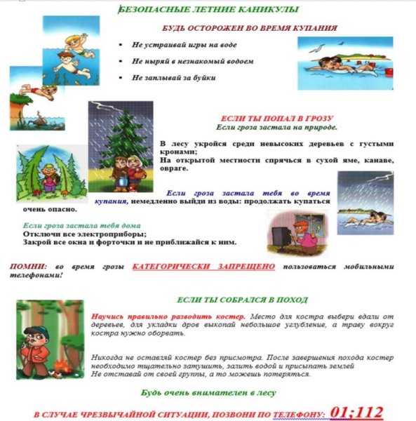 Безопасные каникулы летом презентация