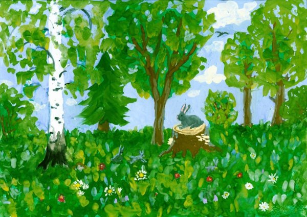 Рисунок леса для детей