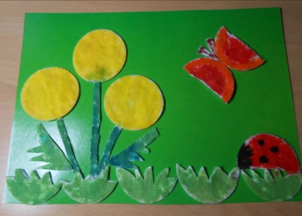 Аппликация из ватных дисков для детей