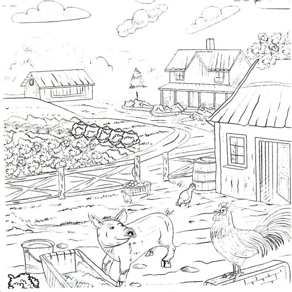 Деревня для раскрашивания