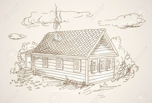 Домик в деревне эскиз