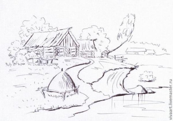 Пейзажи для раскрашивания акварелью