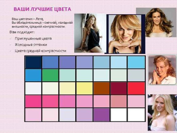 Цвета для цветотипа лето