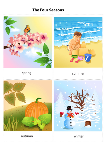 Карточки времена года для детей