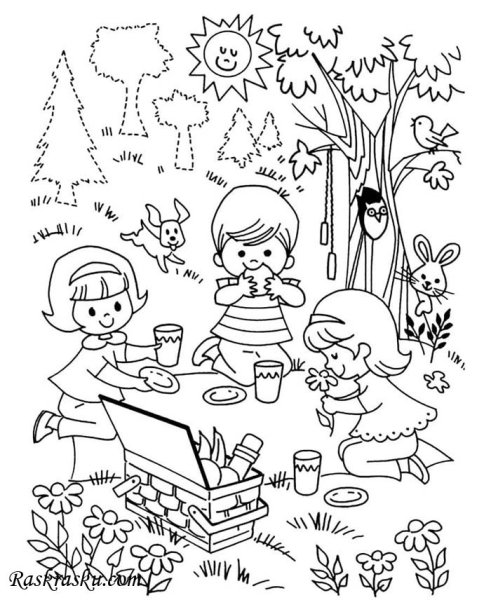 Лето раскраска для детей