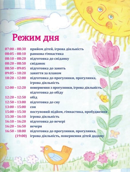 Распорядок детей в детском саду