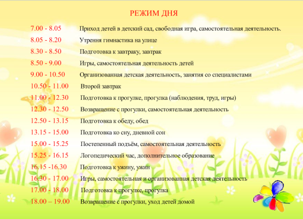 Режим дня для девочки