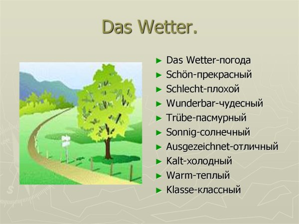 Погода на немецком языке