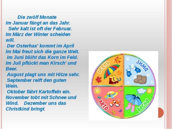 Тема каникулы на немецком