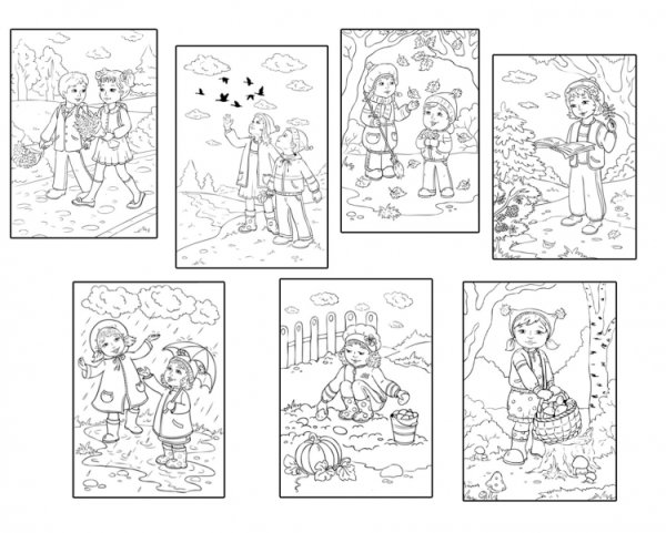 Раскраски для детей на тему приметы осени