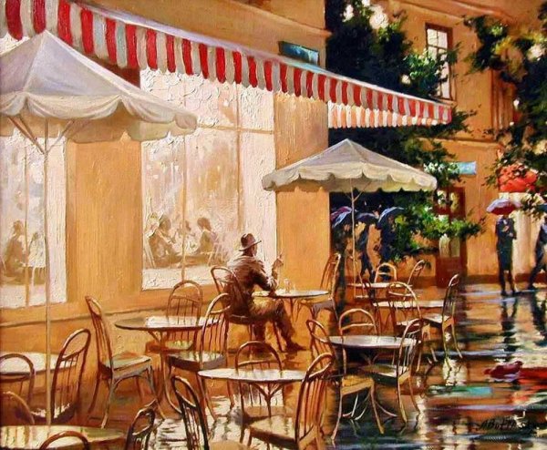 Уличное кафе живопись